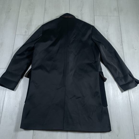 ZARA Women's Small Black Satin Wool Trench Coat Minimalist Neutral Outerwear - Picture 4 of 11